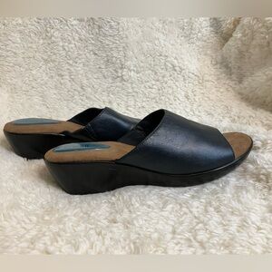 Womens Fitzwell Navy Leather Wedges Size 8.5
